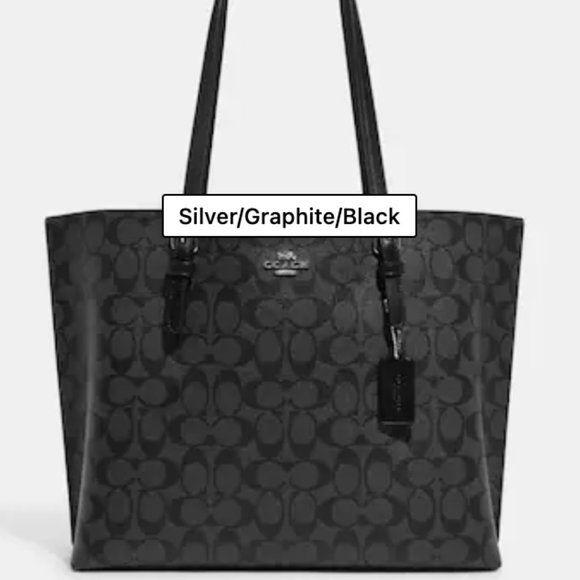 NEW - COACH Mollie Tote COLOR:  Silver/Graphite/Black - Picture 5 of 10